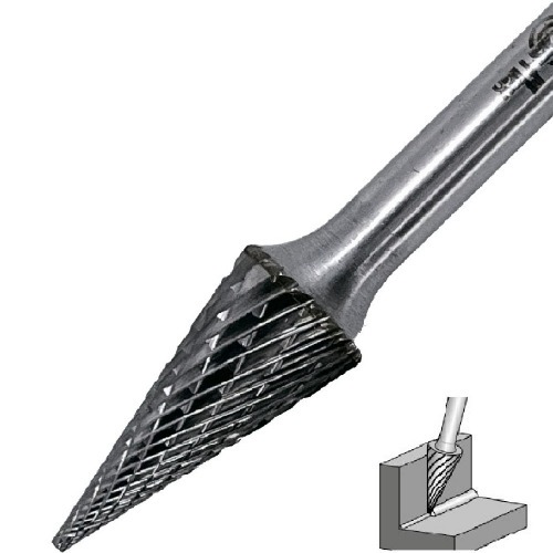 Lima rotativa endurecida cnica reta 6 x 18 mm haste 6 mm - 23.209