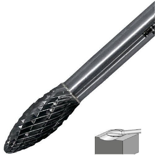 Lima rotativa endurecida em chama 6 x 18 mm haste 6 mm - 23.282 Lima rotativa endurecida em chama 6 x 18 mm haste 6 mm - 23.282