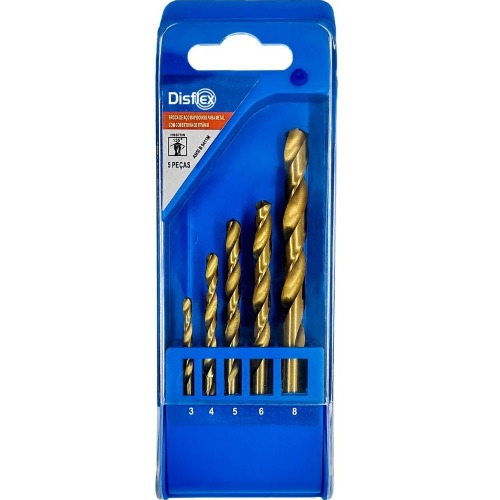 Jogo de broca de ao rpido 3 a 8 mm 5 peas - 29.085