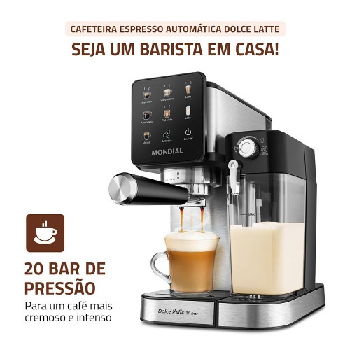 Cafeteira expresso 20 Bar preto e prata Dolce Latte - C-28-ECL 220V Cafeteira expresso 20 Bar preto e prata Dolce Latte - C-28-ECL 220V