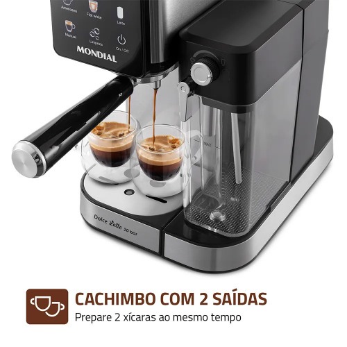 Cafeteira expresso 20 Bar preto e prata Dolce Latte - C-28-ECL 220V Cafeteira expresso 20 Bar preto e prata Dolce Latte - C-28-ECL 220V