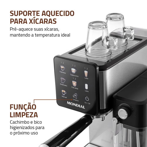 Cafeteira expresso 20 Bar preto e prata Dolce Latte - C-28-ECL 220V Cafeteira expresso 20 Bar preto e prata Dolce Latte - C-28-ECL 220V