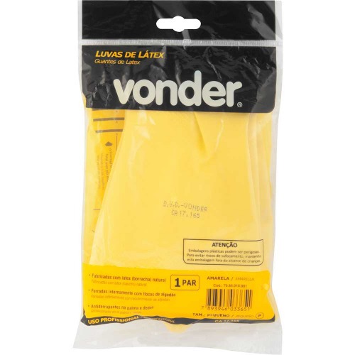 Luva de látex antiderrapante com forro amarela P Luva de látex antiderrapante com forro amarela P