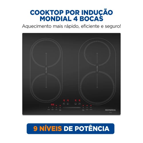 Cooktop de induo 4 bocas 7000W display digital touch - CTI-03  220V