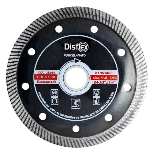 Disco diamantado turbo 110 mm para cerâmica e porcelanato - 21.056 Disco diamantado turbo 110 mm para cerâmica e porcelanato - 21.056
