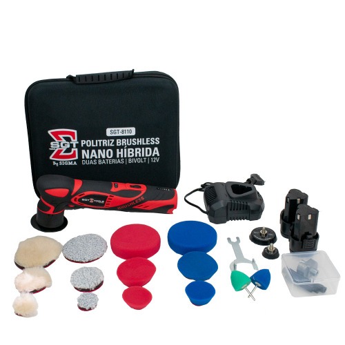 Politriz nano hibrida a bateria 12V com 2 baterias e acess�rios - SGT-8110  110V/220V