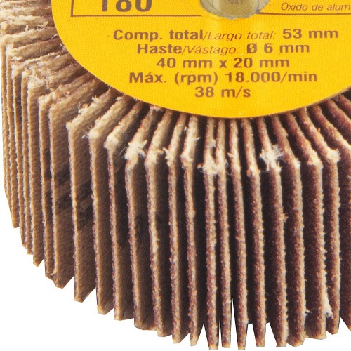 Roda de lixa 40 x 20 mm com haste gr�o 180 