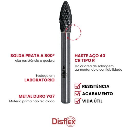 Lima rotativa endurecida em chama 10 x 25 mm haste 6 mm - 23.245 Lima rotativa endurecida em chama 10 x 25 mm haste 6 mm - 23.245