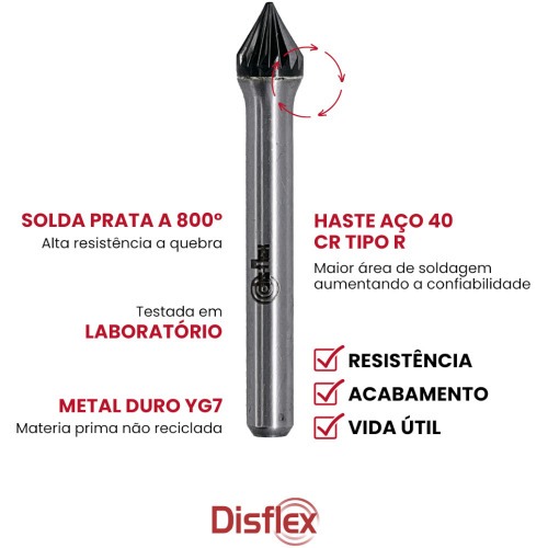 Lima rotativa endurecida cnica 10 x 10 mm haste 6 mm - 23.276