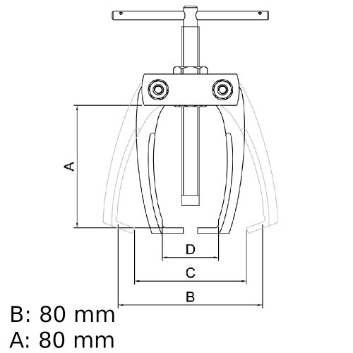 Saca polia mini com 2 garras abertura de 80 mm Saca polia mini com 2 garras abertura de 80 mm