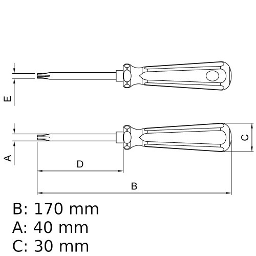 Chave hexalobular reta com cabo t-10 aço cromo vanádio Chave hexalobular reta com cabo t-10 aço cromo vanádio