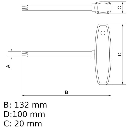 Chave hexalobular T30 x 100 mm cabo T a�o cromo van�dio
