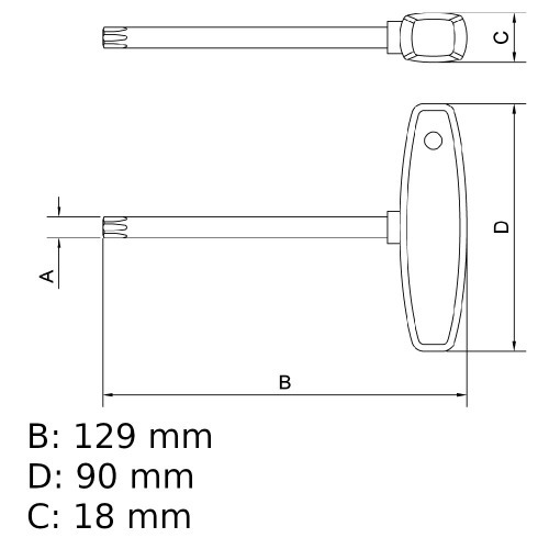 Chave hexalobular T25 x 100 mm cabo T a�o cromo van�dio