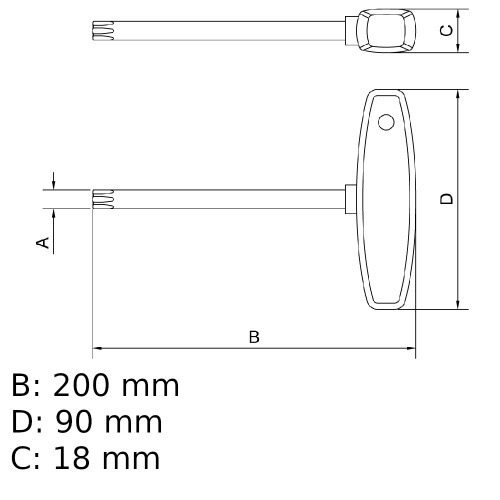 Chave hexalobular T15 x 100 mm cabo T a�o cromo van�dio