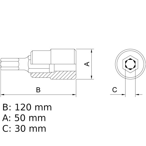 Soquete com ponta allen 8 mm encaixe 1/2 Soquete com ponta allen 8 mm encaixe 1/2