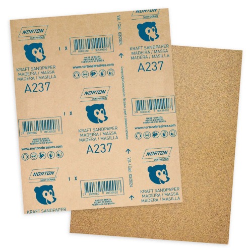 Folha de lixa para madeira e massa 225 x 275 mm - A237