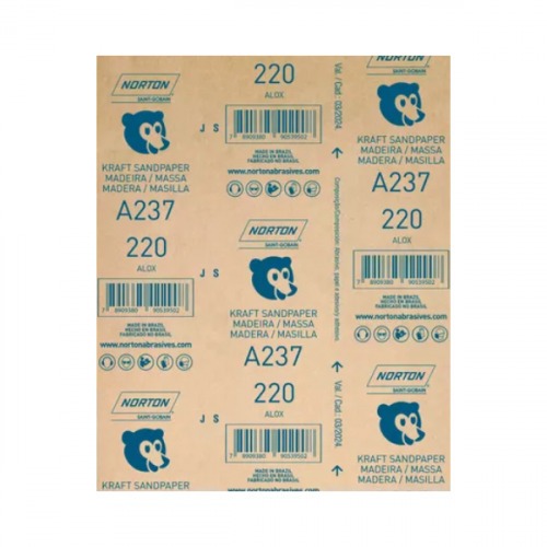 Folha de lixa para madeira e massa 225 x 275 mm - A237