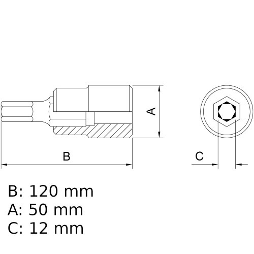 Soquete com ponta allen 12 mm encaixe 1/2