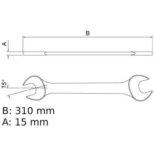 Chave fixa 24 x 26 mm aço cromo vanádio com cartela Chave fixa 24 x 26 mm aço cromo vanádio com cartela