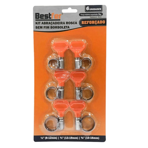 Kit abraçadeira de rosca 6 peças - BFH1801 Kit abraçadeira de rosca 6 peças - BFH1801