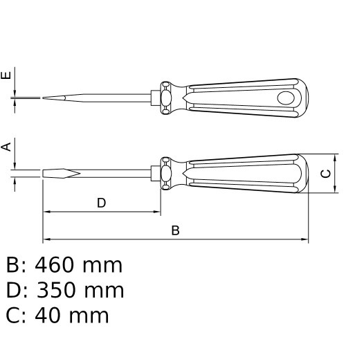 Chave de fenda 1/4 x 14