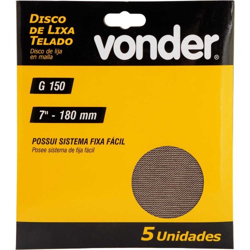 Disco de lixa telado 180 mm gr�o 150 com 5 pe�as