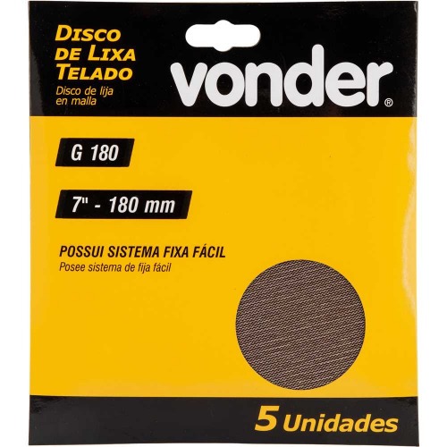 Disco de lixa telado 180 mm gr�o 180 com 5 pe�as