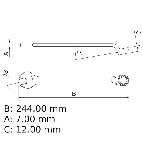 Chave combinada 19 mm aço cromo vanádio Chave combinada 19 mm aço cromo vanádio