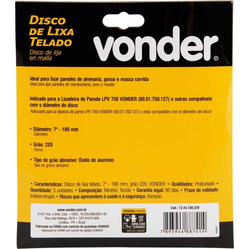 Disco de lixa telado 180 mm grão 240 com 5 peças Disco de lixa telado 180 mm grão 240 com 5 peças