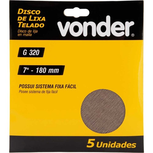 Disco de lixa telado 180 mm gro 320 com 5 peas