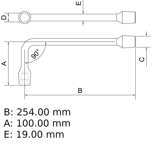 Chave biela 19 mm a�o cromo van�dio com cartela