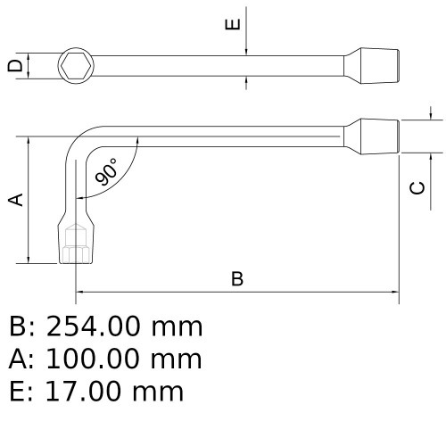 Chave biela 17 mm a�o cromo van�dio com cartela