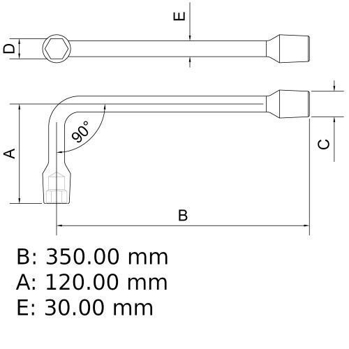 Chave biela 16 mm aço cromo vanádio com cartela Chave biela 16 mm aço cromo vanádio com cartela