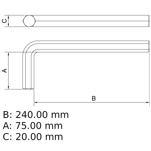Chave allen longa 14 mm ao cromo vandio