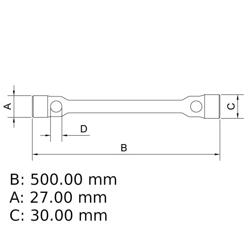 Chave de roda macia 27 x 30 mm ao cromo vandio