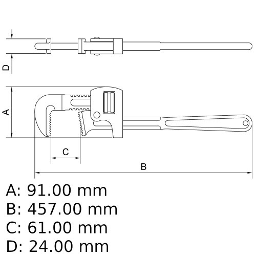 Chave para tubo 18'' abertura de 61 mm - 44020018