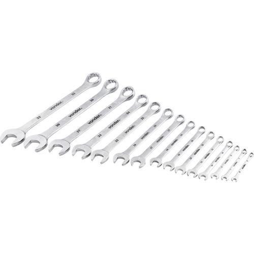 Jogo de chave combinada de a�o cromo van�dio 6 a 32 mm com 15 pe�as