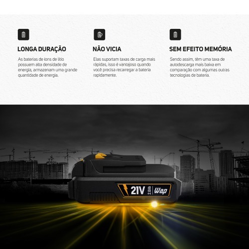 Bateria ons de ltio 21V 2Ah intercambavel - K21 BT02 