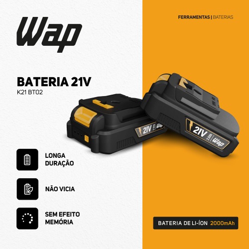 Bateria ons de ltio 21V 2Ah intercambavel - K21 BT02 