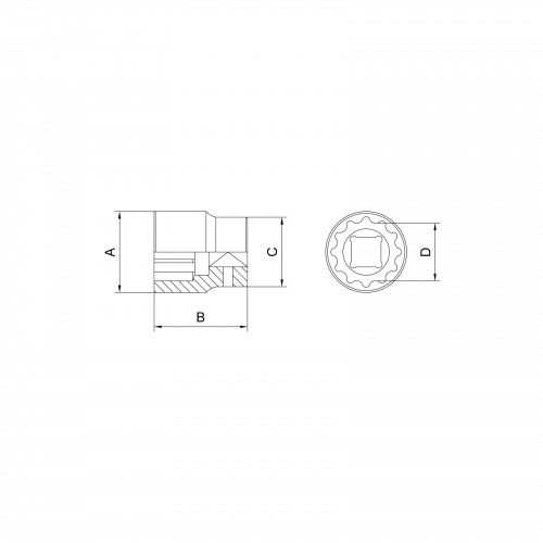 Soquete estriado 80 mm encaixe 1