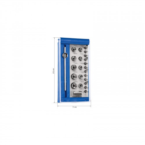 Jogo de soquete encaixe de 1/4