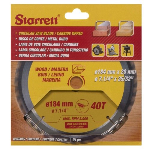 Disco de serra para madeira 184 mm x 20 mm 40 dentes - CCS184-40AW