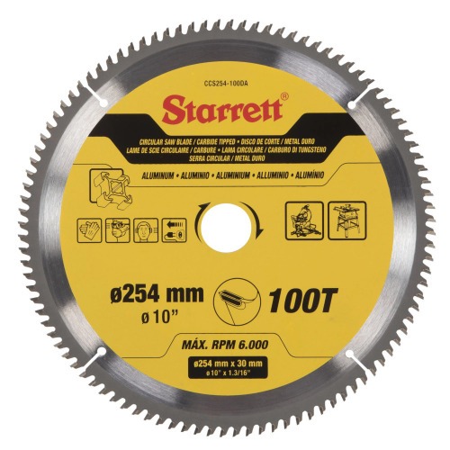 Disco de serra para aluminio 254 mm x 30 mm 100 dentes - CCS254-100DA Disco de serra para aluminio 254 mm x 30 mm 100 dentes - CCS254-100DA