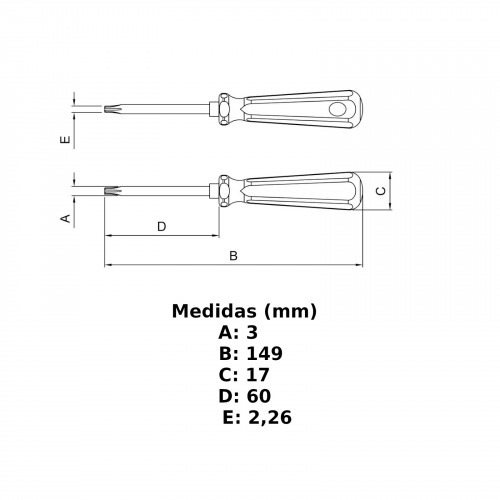 Chave hexalobular reta 7/16