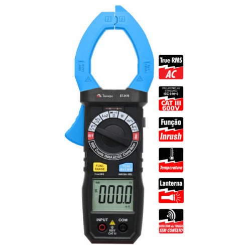 Alicate amperímetro digital 1000A True RMS AC CAT III 1000V - ET-3178 Alicate amperímetro digital 1000A True RMS AC CAT III 1000V - ET-3178