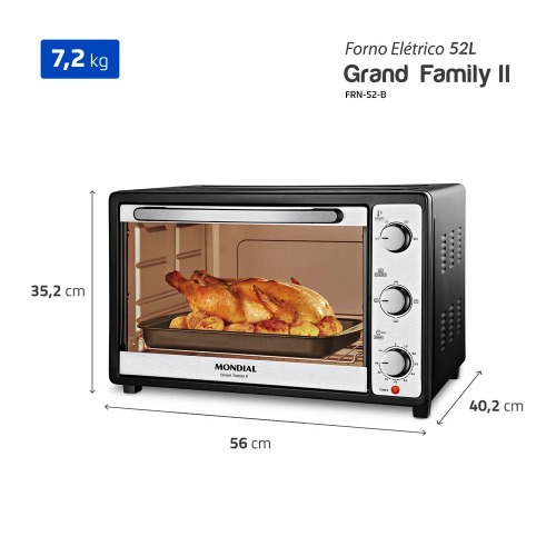 Forno eltrico 1800W 52 litros Grand Family II - FRN-52-B  110V