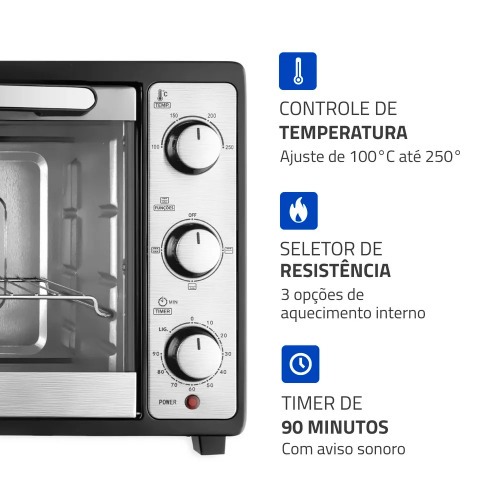 Forno eltrico 1800W 52 litros Grand Family II - FRN-52-B  110V