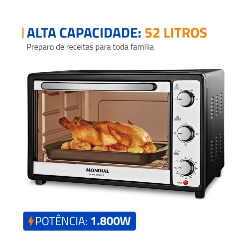 Forno eltrico 1800W 52 litros Grand Family II - FRN-52-B  110V