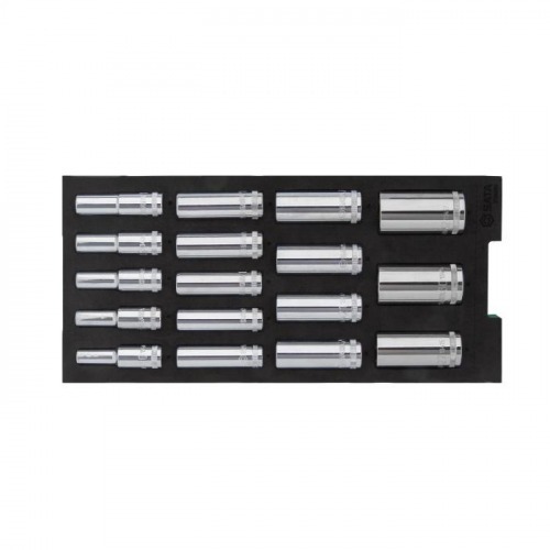 Jogo de soquete sextavado longo 10 a 32 mm encaixe 1/2