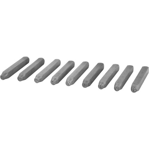 Jogo de algarismo de a�o para grava��o 5 mm - 9 pe�as